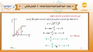 تابع تحويل الإحداثيات القطبية إلى الإحداثيات الديكارتية صالح الشميمري الصورة القطبية والصورة الديكارتية للمعادلات رياضيات 6 ثالث ثانوي المنهج السعودي