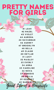 Pretty Names For Girls Good Life Of A Housewife Pretty Girls Names Pretty Names Girl Names