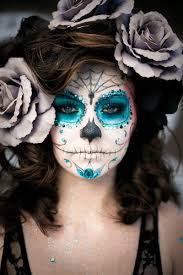 blue dias de muertos makeup