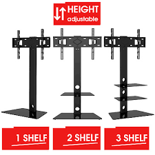 Tv floor stand for flat, curved, lcd, led, and plasma screens fits 13 to 42 tall adjustable height, steel pc. Tv Stand With Mount Bracket 32 60 Inch Tvs Cantilever Floor Glass Shelves Ebay