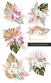 Summer greenery tropical leaf and strelitzia isolated clip art watercolor. Tropical Bouquets Dried Tropical Flowers Clipart Watercolor Etsy Tropical Wedding Decor Tropical Flowers Tropical Wedding Bouquets