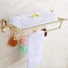 How to fold towels & hang them nicely. Luxury Gold Bathroom Folding Towel Rack Holder Shower Clothes Shelf Double Shelf Ebay