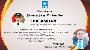 Ucapan Selamat Dari Partai Pan Untuk Bupati Aceh Selatan Serambi Indonesia