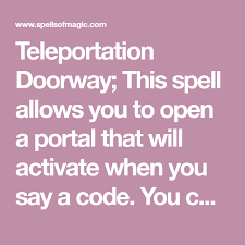 Teleportation Doorway Free Magic Spell Spelling Health Spell Free Magic Spells
