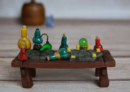 Skyrim Dungeon Alchemy Lab And Enchanting Table Nordic Table Skyrim Miniature Polymer Clay Handmade Skyrim In Video Game Crafts Polymer Clay Wooden Toy Car