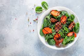 2 large handfuls baby spinach leaves. Warm Spinach Salad With Chicken Liver And Baked Pumpkin With Spices And Balsamic Delicious Dinner With Red Wine For Gourmets Selective Focus Top View Copy Space Stock Photo Picture And Royalty Free