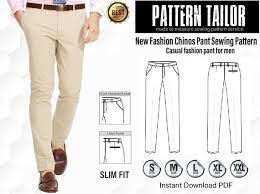 Chino Men Pant Sewing Pattern Easy To Sew Pattern Straight Leg Chino Pant Men Size S M L Xl 2xl Men Pants Pattern Mens Pants Dress Suits For Men