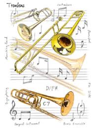 The trombone changes the length by moving the slide. Greeting Card Trombone Music Notes Ebay