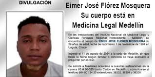 El cuerpo de Eimer José Flórez está en la morgue de Medellín