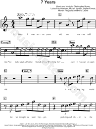 Lukas Graham 7 Years Sheet Music For Beginners In A Minor Transposable Download Print Saxophone Sheet Music Trumpet Sheet Music Piano Music Easy