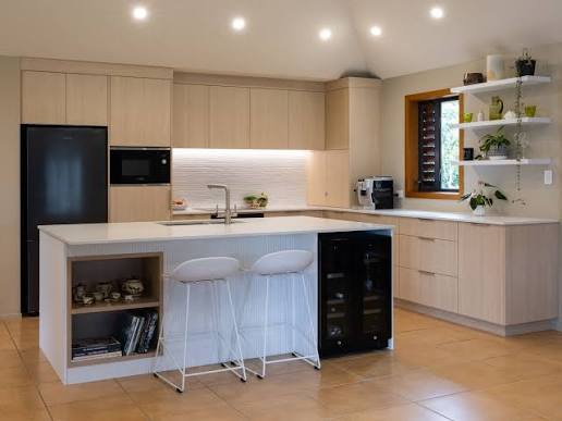 Dark kitchen with island