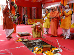 At Site Of Razed Mosque, India's Modi Lays Foundation For Controversial  Hindu Temple | KGOU