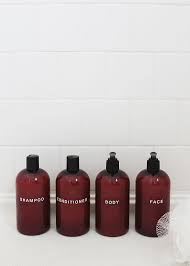 Shampoo bottles by peach pit. Diy Pretty Shampoo Bottles Almost Makes Perfect Shampoo Bottles Diy Shampoo Diy Bathroom