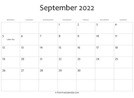September 2022 Calendar Templates