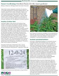 Apr 06, 1994 · aluminum sulfate and iron sulfate react more quickly with the soil than elemental sulfur. Smart Gardening Fertilizer Basics For The Smart Gardener Gardening In Michigan