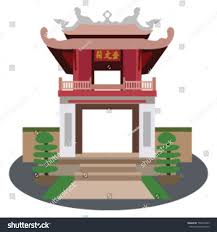 Quoc Tu Giam Temple Illustration Hanoi Stock Vector (Royalty Free)  734474395