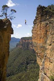 Walking On The Hanging Rock Highline Blue Australia Adventure Beautiful World