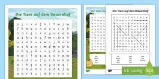 Tiere Auf Dem Bauernhof Suchsel Teacher Made