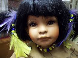 HONEY BEE Native American Indian Porcelain Doll by Kelly RuBert 14" Seated  NEW