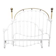 Side rails are bolted to the bed frame, providing solid structure and support. 1930s Vintage French Country Shabby Chic White Cast Iron Full Bed Frame Headboard Chairish
