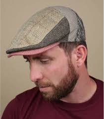 blue beret linen patchwork