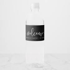 Black And White Label Ideas Black And White Wedding Welcome Water Bottle Label Zazzle Com Water Bottle Labels Wedding White Party Theme Black And White Wedding Theme