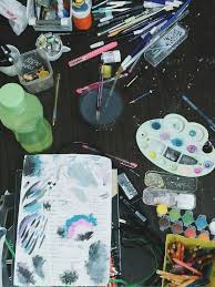 Messy Desk Full Of Coloutful Pens And Paints Messy Desk Painting Music Record