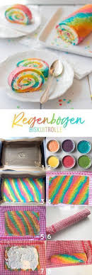 Regenbogen Biskuitrolle Rezept Einhorn Party Kuchen Kindergeburtstag Biskuitrolle
