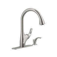 High profile faucet brushed stainless. Kohler Trielle Pull Down Kitchen Faucet In Vibrant Stainless The Home Depot Canada