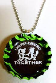 Icp Hatchet Man Hatchet Girl Live Fight Destroy Together Themed Bottlecap Necklace 7 99 Via Etsy Icp Hatchet Man Insane Clown Bottle Cap Necklace