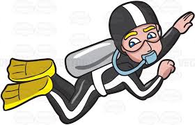 A Male Diver Ascending To The Surface After A Deep Sea Dive Vector Graphics Vectortoons Com Deep Sea Diving Deep Sea Diver Art