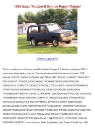 In 1991, debuted an updated suv trooper. 1986 Isuzu Trooper Ii Service Repair Manual By Ervindemarco Issuu