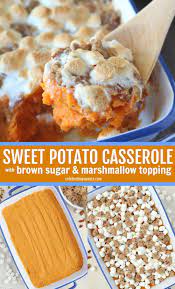 Sweet Potato Casserole With Marshmallows And Streusel Sweet Potato Casserole Sweet Potato Toppings Sweet Potato Marshmallow Recipes
