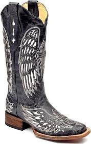 Black And White Cowboy Boots A1019 Womens Distressed Black White Angel Wing And Cross Square Toe Boot Boots Corral Boots Womens Cavenders Boots