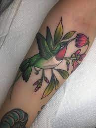 Ruby Throated Hummingbird Done By Rosemary At Black Rabbit Tattoo Rva Tattoos In 2021 Tattoos Hummingbird Tattoo Black Traditional Tattoo Hummingbird