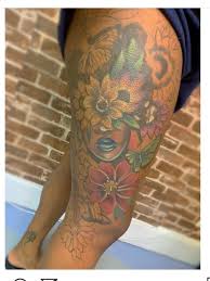 Thigh In Color Dark Brown Skin Brown Girl Thigh Tattoos Women
