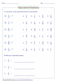 Equivalent Fraction Worksheets Fractions Worksheets Equivalent Fractions Fractions