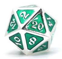 Single d20 - Mythica Platinum Emerald