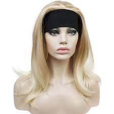 Amazon.com : Lydell Short Straight Bob Headband Wig 3/4 wig short half  Synthetic hair wig (H16/613 Blonde with Highlights) : Beauty & Personal Care
