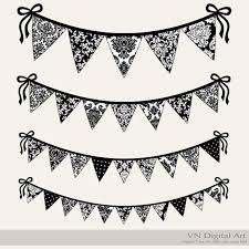 Black And White Banner Clipart Damask Bunting Banners Clip Arts Black White Instant Download 4 Png Files 456c Banner Clip Art Clip Art Clip Art Borders