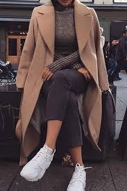 Between the combination of the anatomy and absolutely wonderful conditions, the shape is supposed to look like. Women S Camel Coat Dark Brown Turtleneck Black Skinny Jeans White Athletic Shoes Lookastic