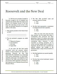 Roosevelt And The New Deal Reading Worksheet Free To