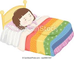 Das bett muss zu den restlichen möbeln im ganz besonders der schlaf von kindern und babys darf nicht zu kurz kommen. Kleines Schlafbett Regenbogendecke Illustration Illustration Eines Madchens Das Mit Regenbogenfarbe Auf Ihrem Bett Schlaft Canstock