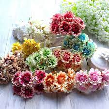 花海大世界diy漢服頭飾手工花仿真花手工材料絹花布花雙色玫瑰菊 floral wreath floral decor