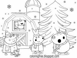 Cute Kids Simple Drawing Winter Farm Rabbit And Bull Peppa Pig Christmas Colouring Pages T Peppa Pig Coloring Pages Christmas Coloring Printables Rabbit Colors