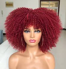4.4 out of 5 stars. Buy Red Curly Wigs For Black Women Afro Curly Wigs With Bangs Afro Hair Synthetic Fiber Wigs Short Curly Wig 14inch Online In Indonesia B08xb5nqyg