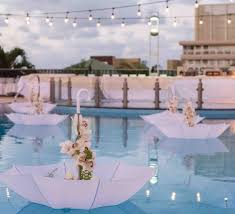 Poolside Wedding Decorations Floating Parasols Poolside Wedding Decoration Pool Wedding Wedding Pool Party