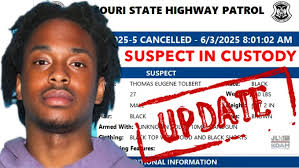The #bluealert has been canceled for Thomas Tolbert. BIT.ly/3SA6B53 — Ellis  County, Kan. authorities located him at a hotel. Arrested 4:50 a.m.  Tuesday. ➖➖➖original➖➖➖ #KOAMbluealert Wanted: KS & MO issue BOLO for