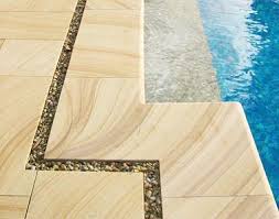 * 17mm teakwood sandstone pavers should either be layed onto an existing concrete slab or can be layed into a crushed rock prepared base into a wet mix of sand and cement. Teakwood Sandstone Pool Coping Bullnose 100 Natural Stone