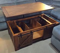 Lift top coffee table with hidden compartment and adjustable storage shelf, lift tabletop for home living room, office, rustic oak finish. Magnussen Harper Farm Lift Top Coffee Table The Workhorse Cocktail Features A Lift Top And Casters Plus Four S Lift Coffee Table Furniture Family Furniture